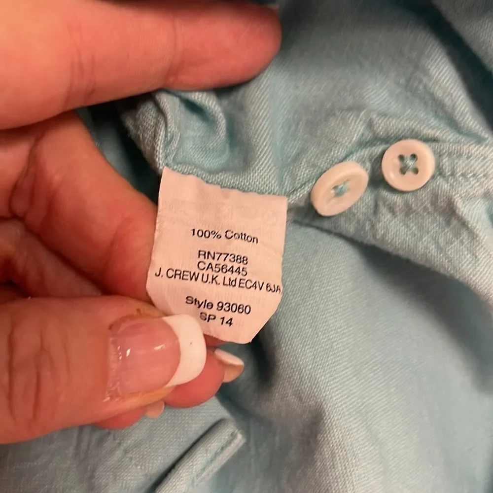 J Crew button down cotton shirt, men’s large, light blue
